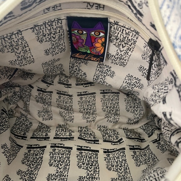 Laurel Burch Colorful Cat shopper Pattern Tote canvas bag with zipper - Picture 9 of 9